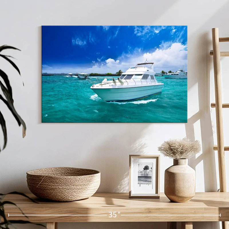 Mehar bateaux en mer, H 16 po x l 24 po