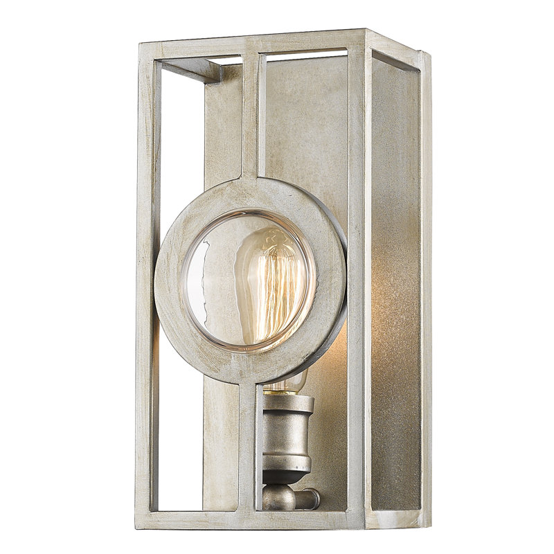 Silvey Steel Flush Mounted Sconce, Antique Silver, 12" H x 6" W x 5.5" D