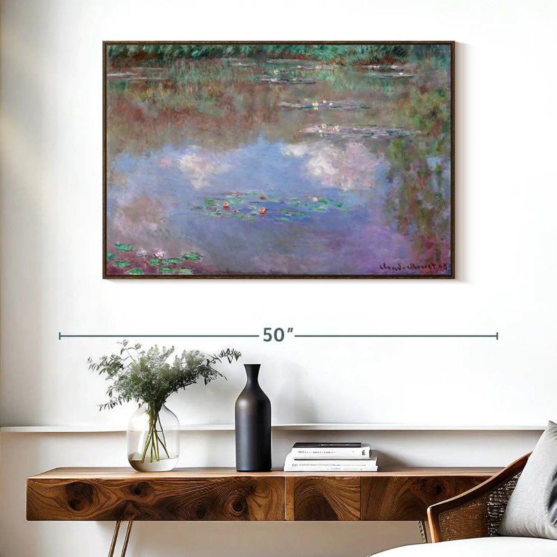 Nymphéas, nuages, 1903, Cadre flottant noyer, 40 po x 27 po