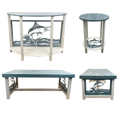 Cottage/Slate Sailfish Furniture Set: 1- Coffee Table, 1-Sofa Table, 2- Round End Tables