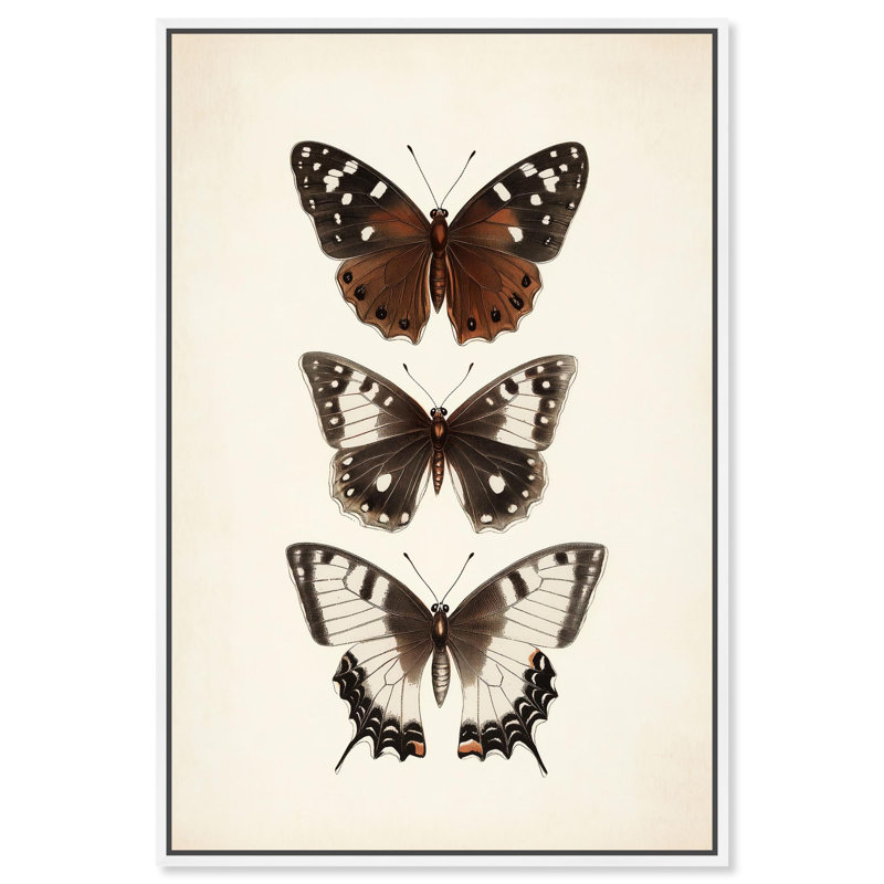 Décoration murale papillon empilable sur toile par Art Remedy, cadre blanc, 20 x 30, H 31 po x l 21 po, Cadre blanc