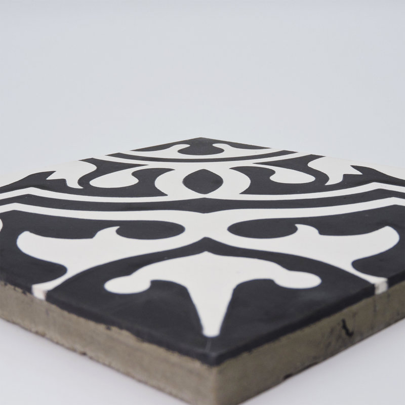 Baha 8 in. x 8 in. Tile, Black/White