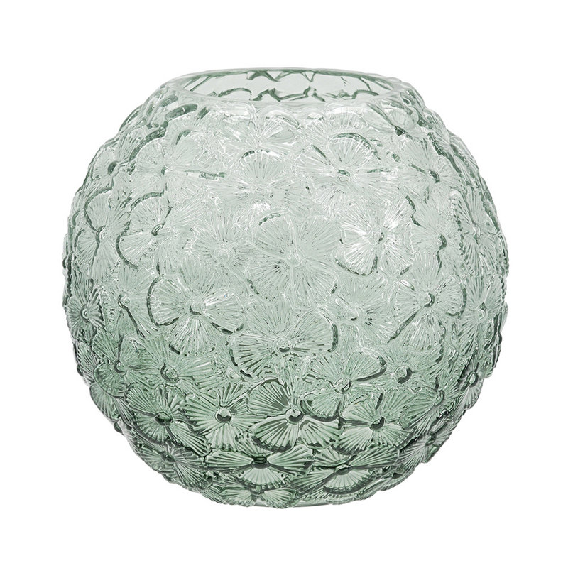 8x7"H Ombre Ball Glass Vase Flower Patterned Structure