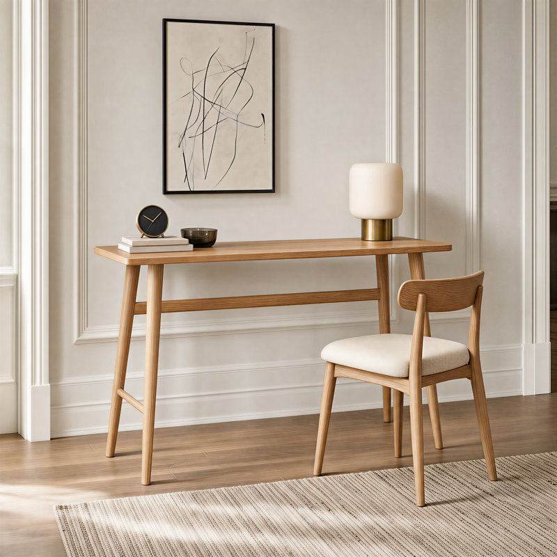 Bureau en chêne massif, bureau d'ordinateur moderne en bois pour bureau à domicile et espace de travail, L 43,31 po