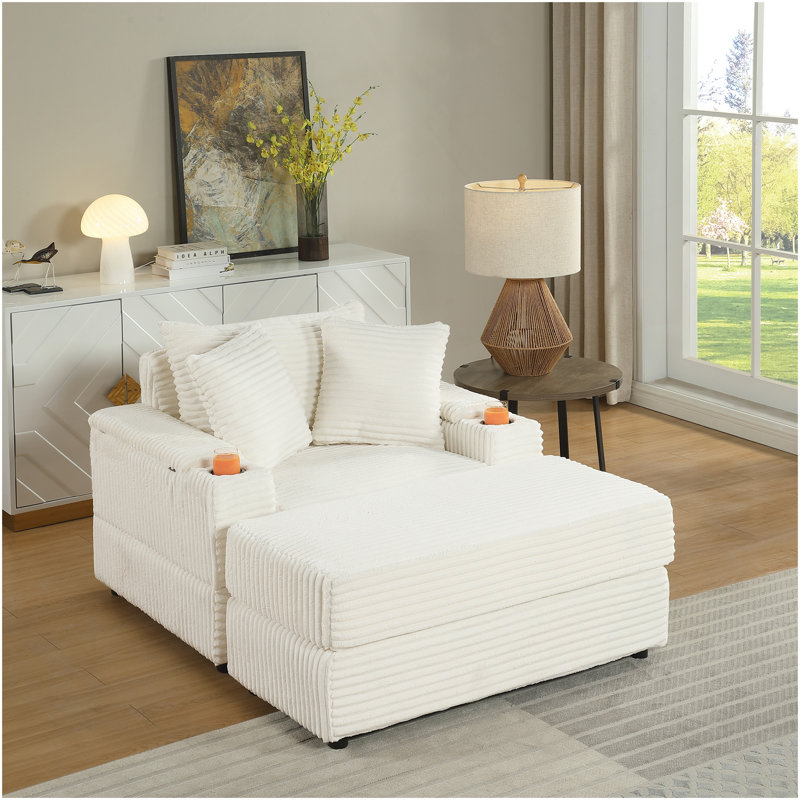 Canapé avec 2 coussins décoratifs et un repose-pieds, Canapé Comfy Sofa