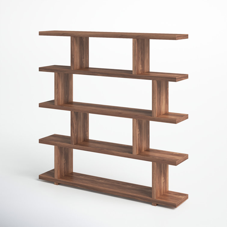 Large Natural Wooden Geometric Bookshelf