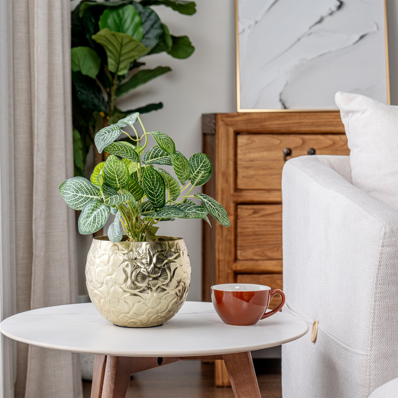 Indoor Gold Metal Round Flower Planter Pot