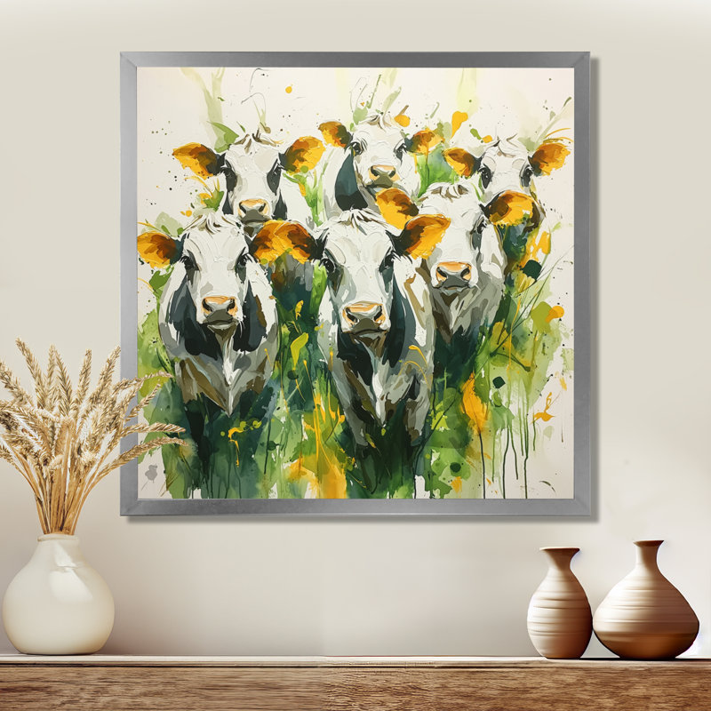 Abstrait vache II - Art mural, Reproduction encadrée d'une seule photo, Argent argent, H 16 po x l 16 po