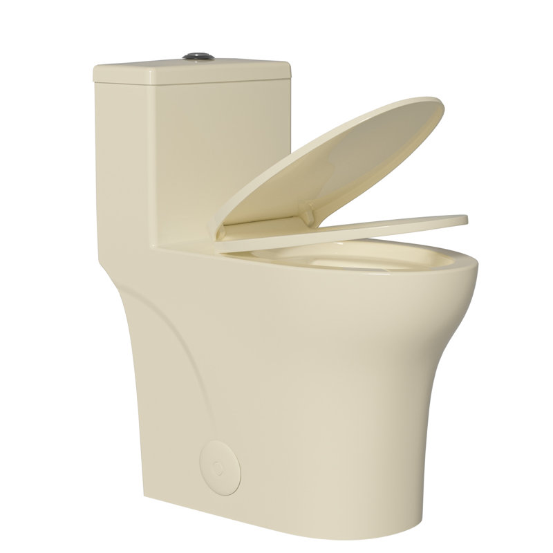 19" Elongated Bowl ADA Height Toilet One Piece Skirted Toilet for Seniors, Dual Flush 1.0/1.28 GPF, MAP 1000g, Bone
