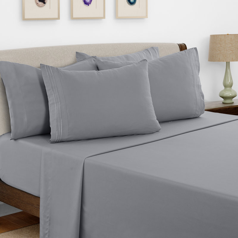 Lux Decor 6-Piece Ultra-Soft Microfiber Sheet Set Deep Pocket Fitted Sheet, Wrinkle & Fade-Resistant, Hotel Quality Bedding