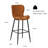 Set Of 2 Bar Stool Faux Leather Counter Height Modern Bar Stools With Back Metal Legs And Footrest Urban Armless Dining Chairs PU Leather Bar Stool  For Kitchen Island Rustic