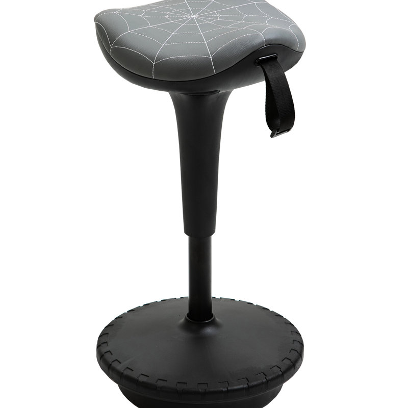 Chaise grise avec rotation à 360 °, siège réglable, forme de selle, balance inclinable pour une hauteur de travail dynamique, équilibre, assise moderne
