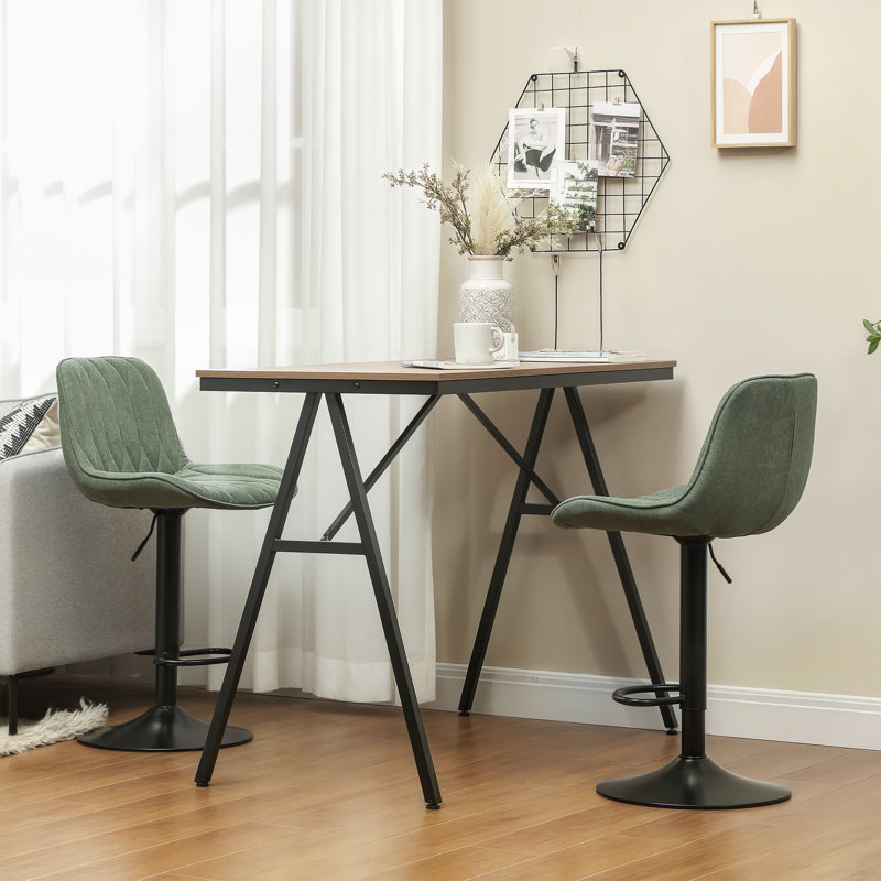 HOMCOM Bar Stools Set of 2, Modern Armless Bar Chairs, Green