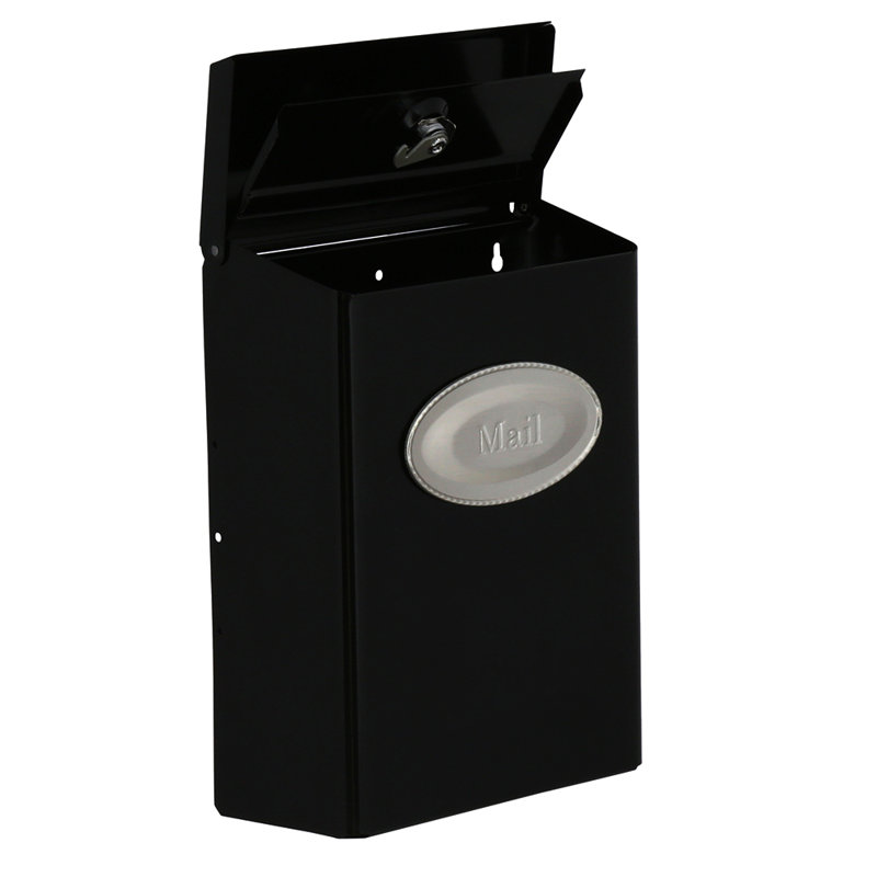 Medium Black Powder Coated Steel Lockable Wall Mount Mailbox