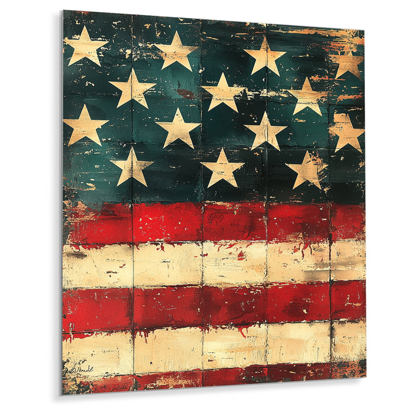 Drapeau des États-Unis rétro - États-Unis, décoration murale en métal, reproduction d'art traditionnelle en métal