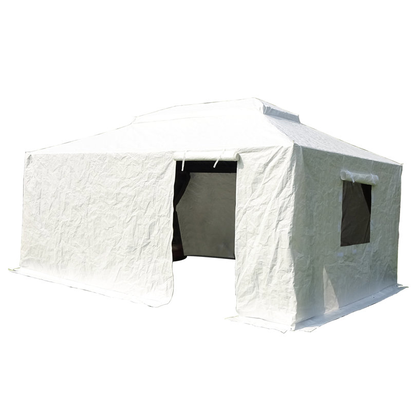 Housse pour abri de jardin 12 pi x 14 pi - Extérieur toutes saisons avec parois latérales, fenêtres en maille et blanc respirant pour les abris de jardin