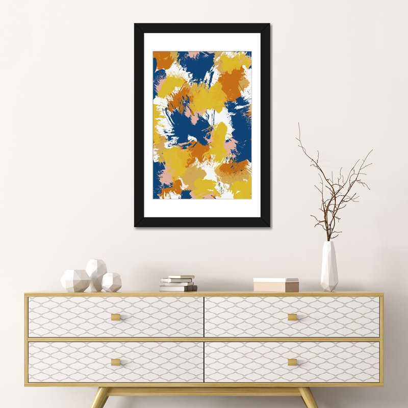 «Abstract», impression sur toile, H 24 po x l 16 po x P 1 po, Papier d'art encadré noir, Blanc