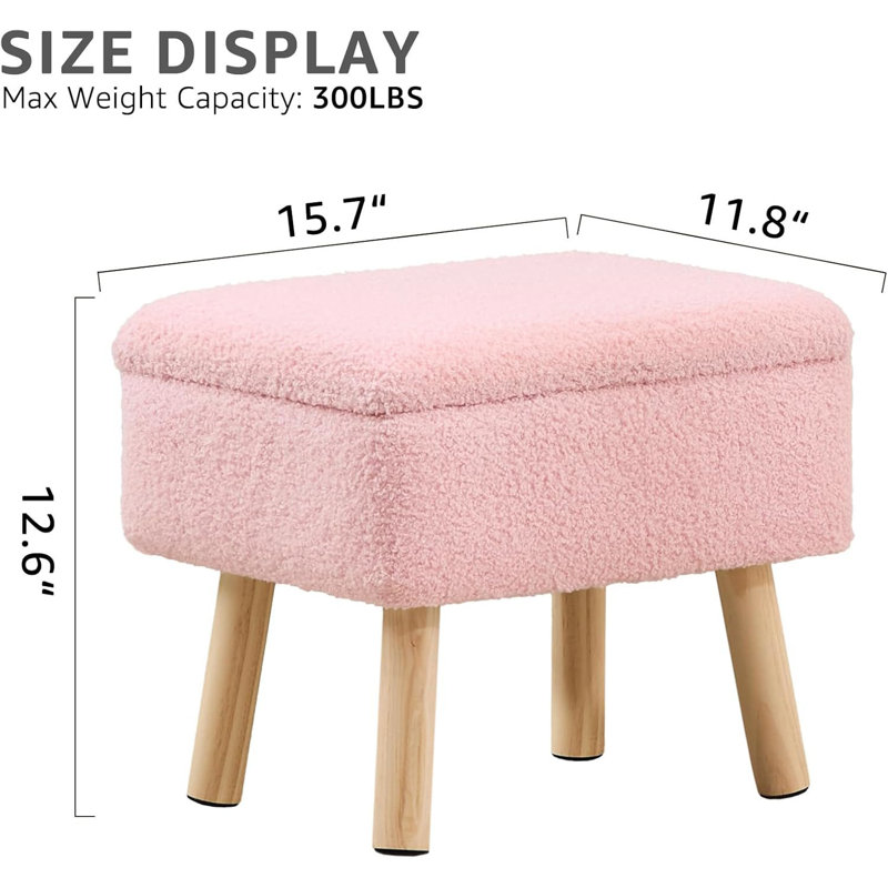 Petit tabouret d'appoint avec repose-pieds en bois, Rose