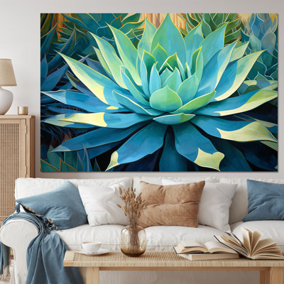 Green Succulents Majestic Agave II - Art mural succulent