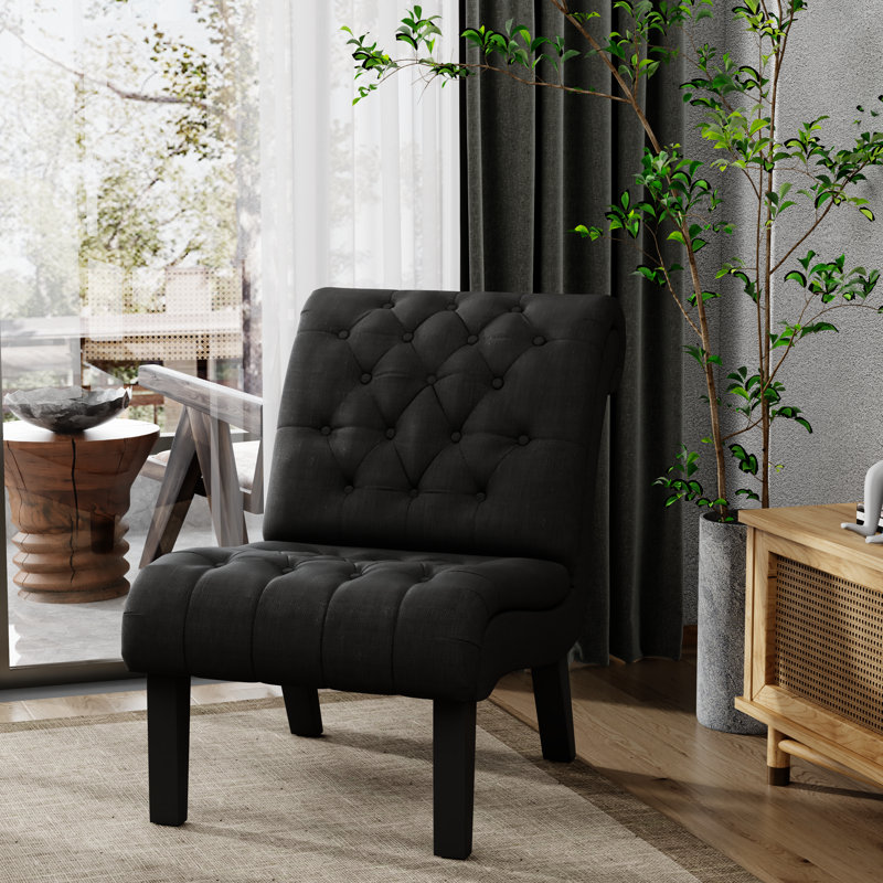 Ensemble de 2 chaises d'appoint sans accoudoirs avec boutons capitonnés, Gris