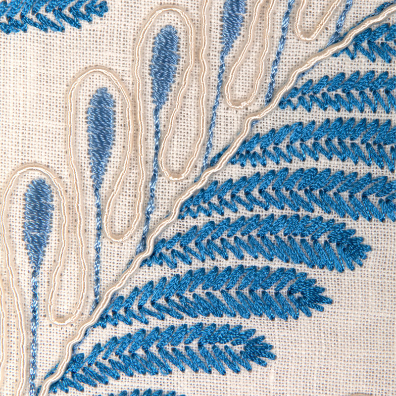 La Menagerie Fougere Emb Fabric, Blue
