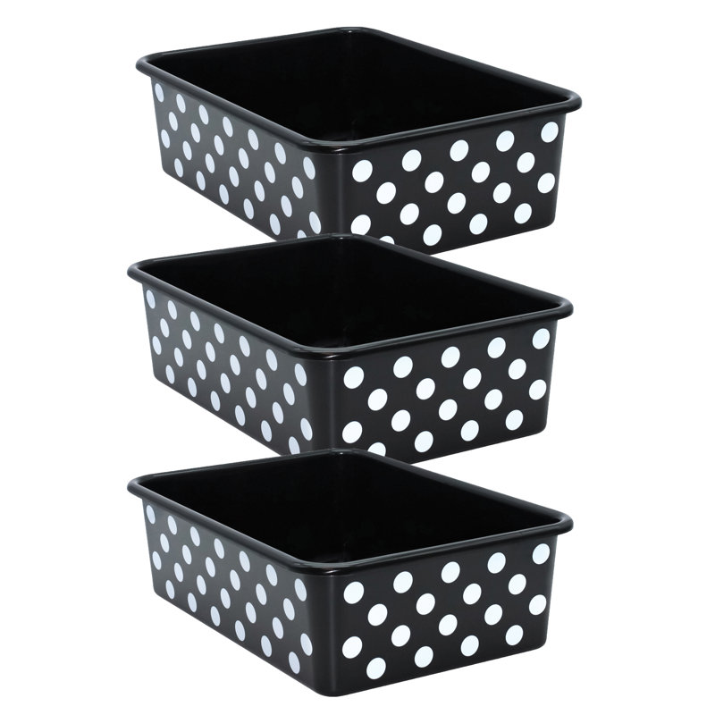 Grand casier de rangement à pois, Noir, H 5 po x l 16,25 po x P 11,5 po
