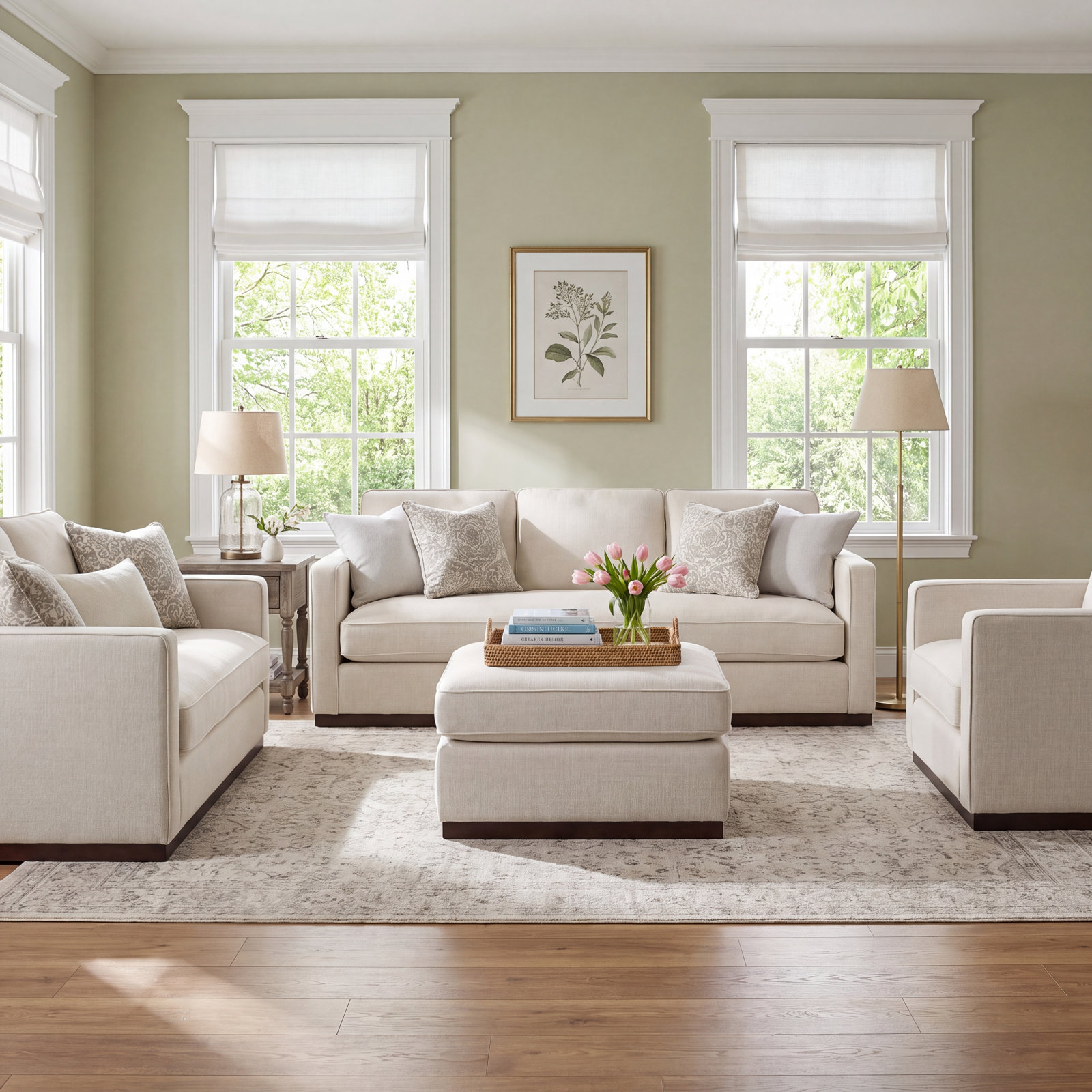 Bobbi 4-Piece Linen Living Room Set, Effie Linen Performance Linen