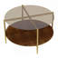 Table basse ronde moderne dorée double couche + verre trempé + rangement et décoration + 32,28 po de diamètre
