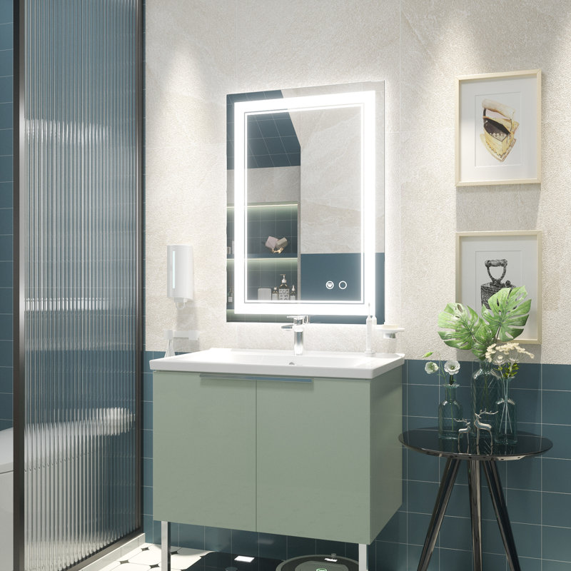 Rectangular Frameless LED Bathroom Mirror with Anti-Fog and Dimmable Lights