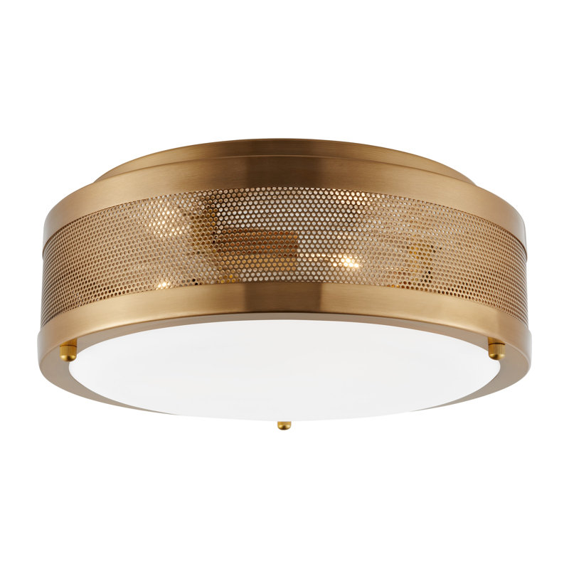 3 - Light Flush Mount, Satin Brass