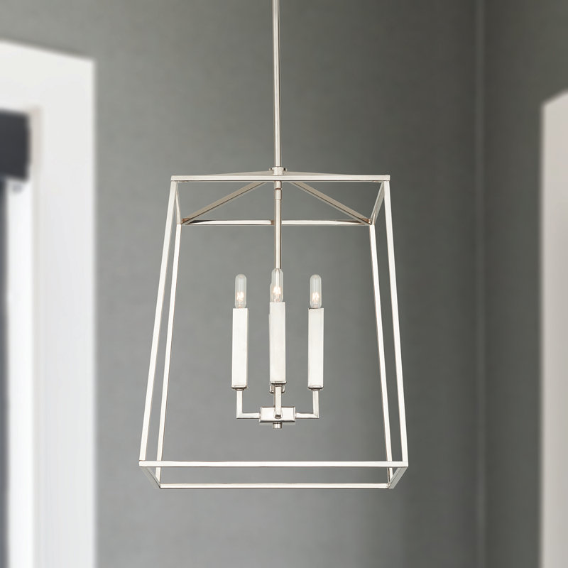 Lustre géométrique à 4 lumières Thea, H 26,75 po x l 16 po x P 16 po, Nickel poli