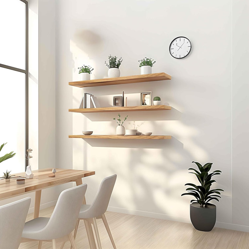 Tablettes murales flottantes en bois massif avec support caché 20 lb