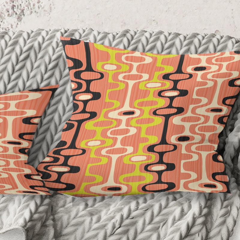 Coussin décoratif rétro Mid-Century, 16 po x 1 po