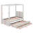 Platform Bed With Canopy Trundle & 3 Storage Drawers-1929107155