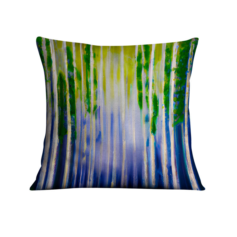 Coussin décoratif avec insert, H 18 po x l 18 po, Vert / rayures mauves / abstrait 2