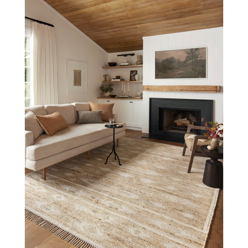 Ivory and Natural Flat Woven Reversible Wool Cotton Rug Sample
