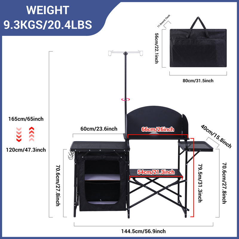 Brenyn Rectangular Metal Folding Outdoor Camping Table , 56.9'' in. W 15.8'' in. D