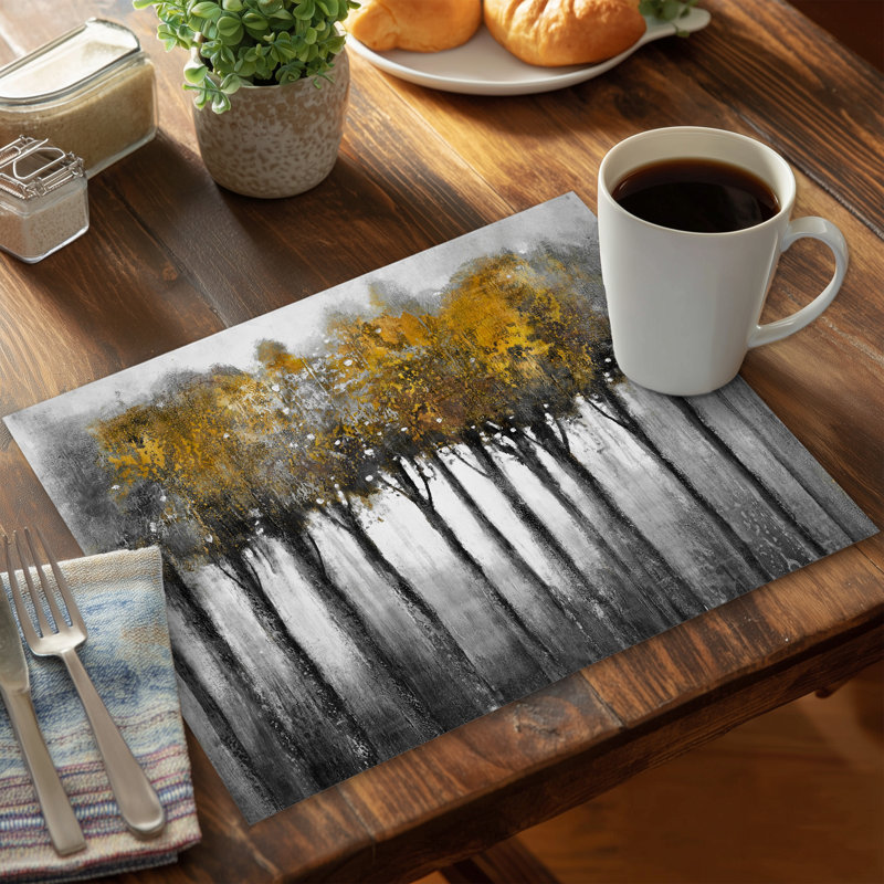 Illuminated Forest Polyester Placemat - Gray Living Room Decor