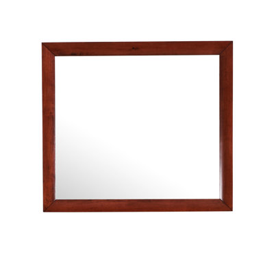 Miroir en cerisier de conception moderne avec verre transparent, fixation sur la commode