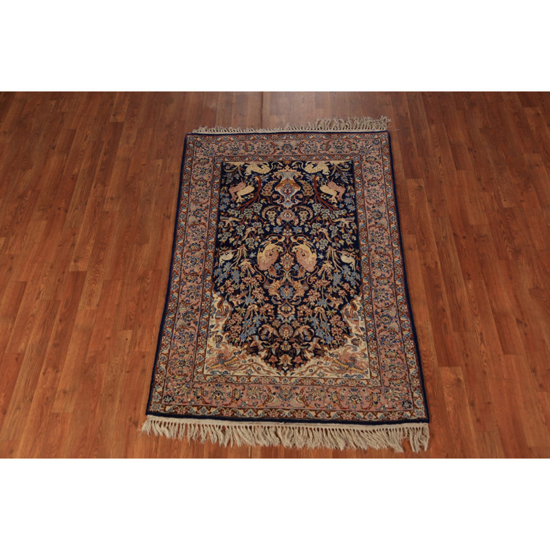Tapis bleu en soie 3 x 5