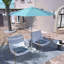 Parasol en fibre de verre 7,5 pi avec passe-partout blanc-454072606
