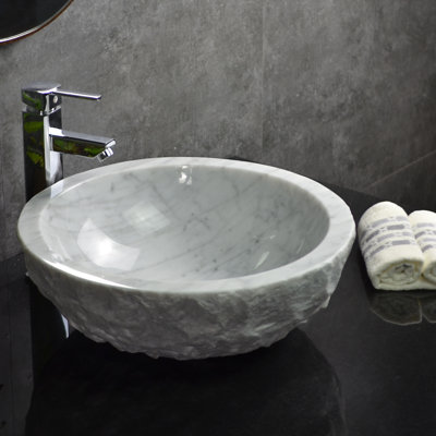 AA Warehousing Ellie 16.5'' White Stone Circular Bathroom Sink