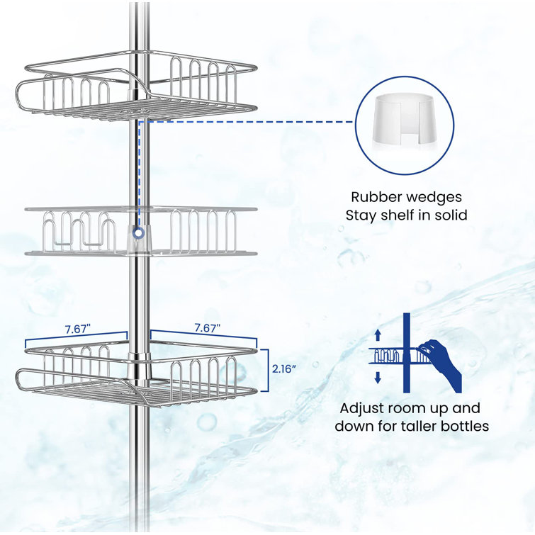 Materan Tension Pole Stainless Steel Shower Caddy Rebrilliant