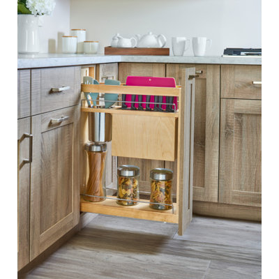Rev-A-Shelf Wood Base Cabinet Knife Block Pull Out Organizer with Soft Close