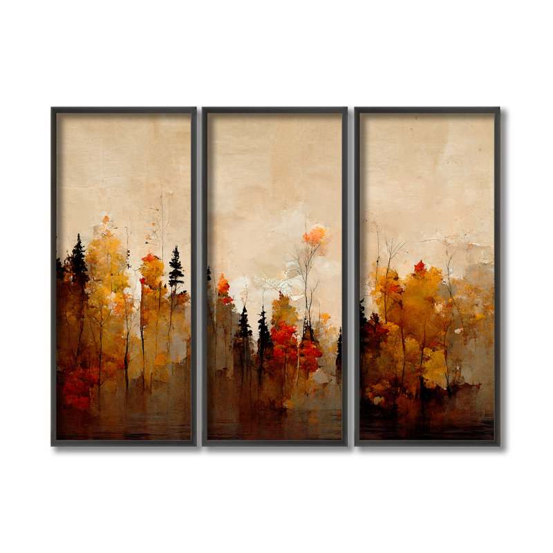 «A Forest in Autumn» par Treechild - Ensemble de 3 reproductions de cadres photo sur bois, L 36 po x H 24 po