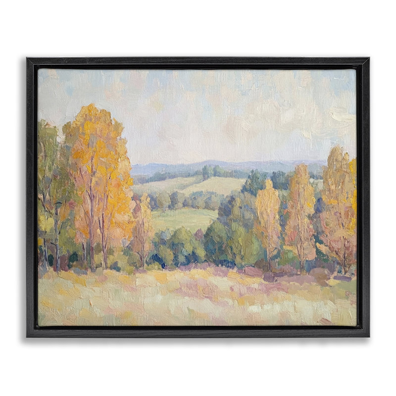 Cadre flottant campagne en automne, design par Petal Prints Design, Cadre flottant noir de jais, H 17 po x l 21 po