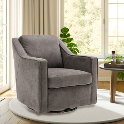 Charitini Big & Tall Removable Wide Swivel Accent Chair, Full Back Upholstered Fabric Lounge Chair, 360° Rotation, Modern Living Room Accent Chair