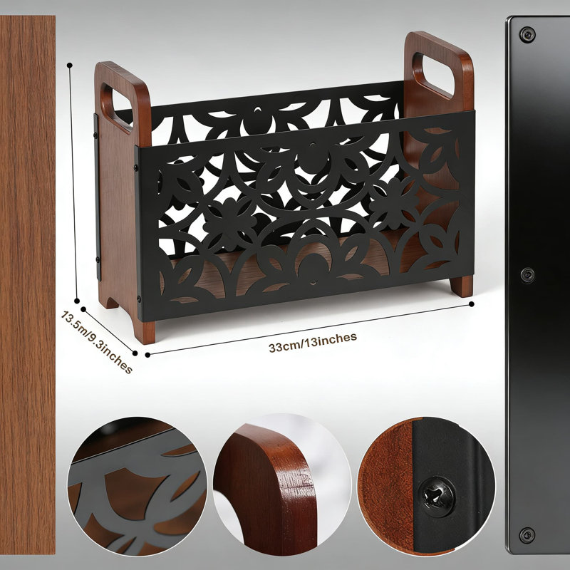 Porte-revues en bois avec motif Lotus