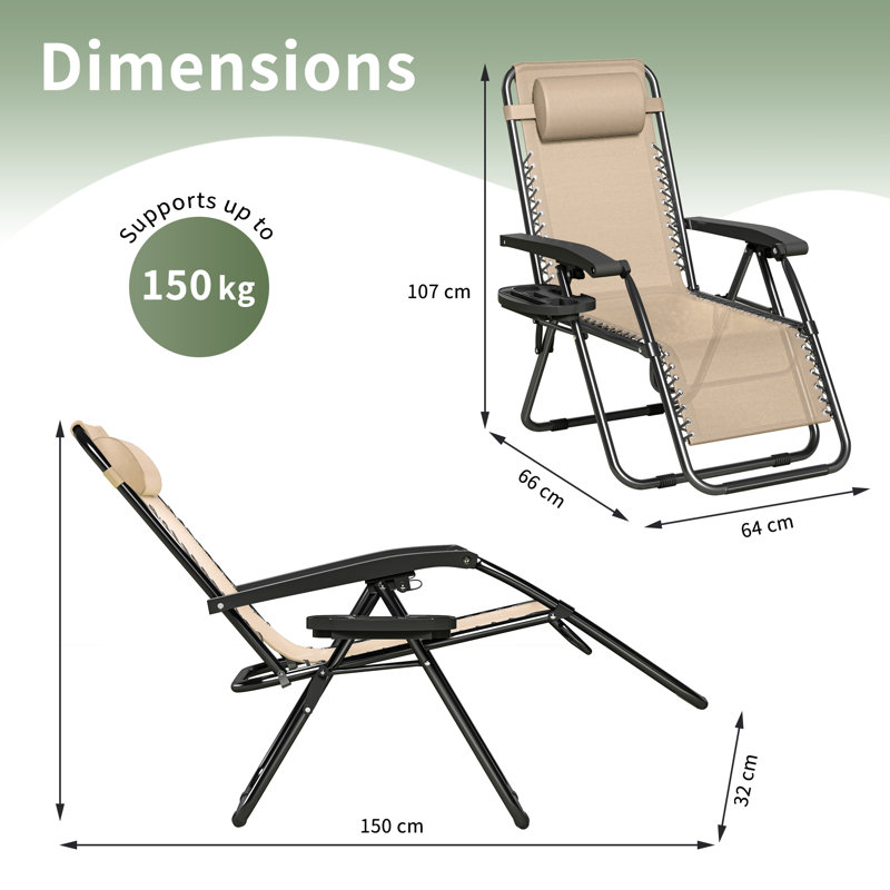 Folding Recliner Chair, Cream