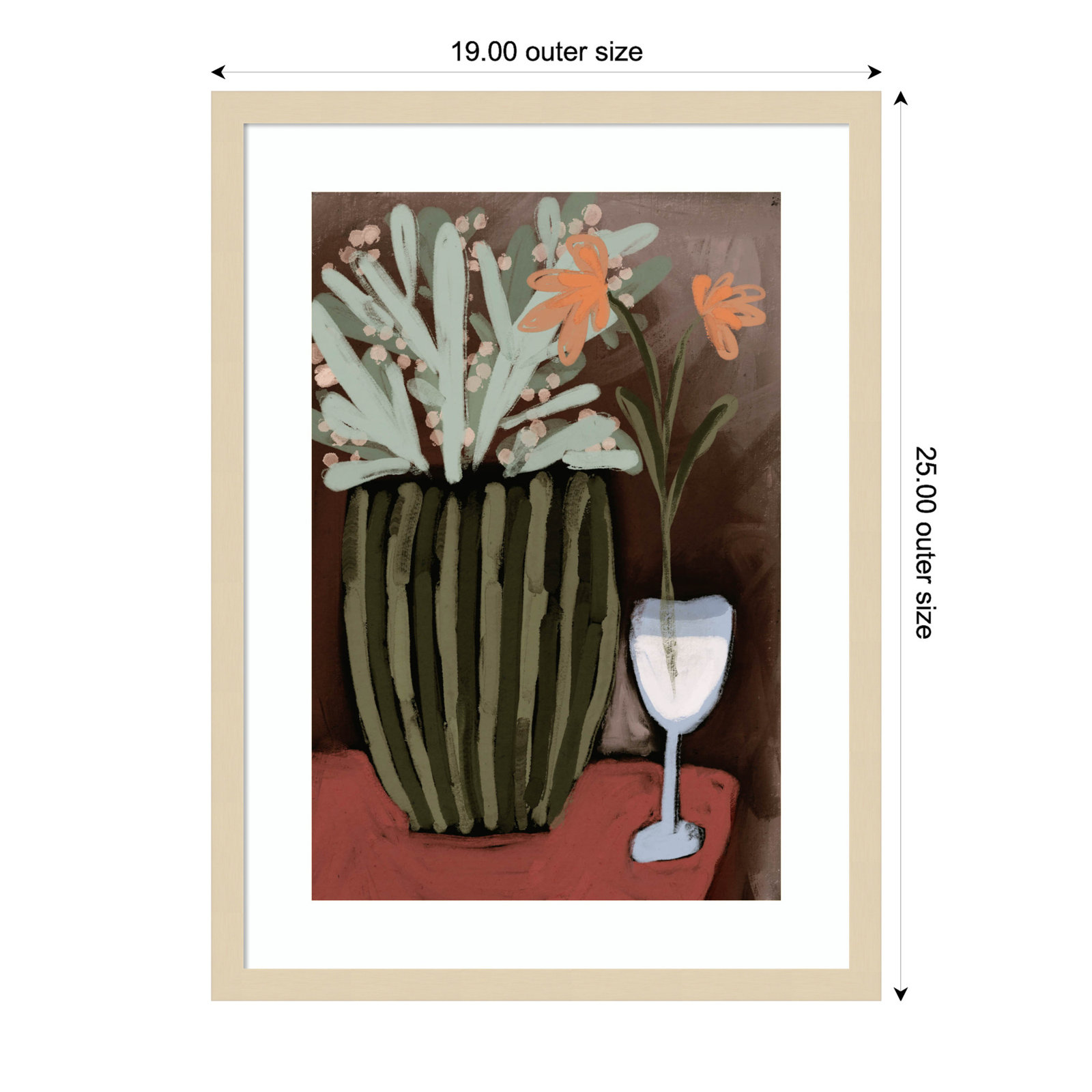 Floral Still Life No 4 by Treechild Wood Framed Wall Art Print, Brown, 25" H x 19" W